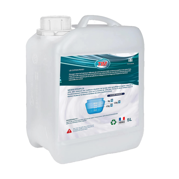 bidon de lessive 5 litres tim soin lessive 3en1